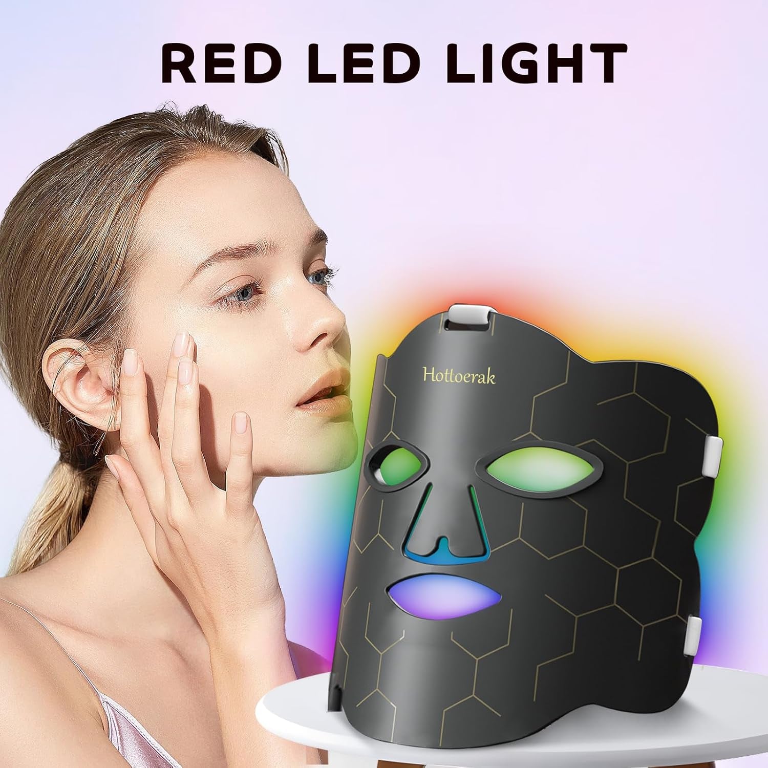 Red Light Therapy for Face, Portable and Soft LED Face Mask Light Therapy Suitable for Home or Travel