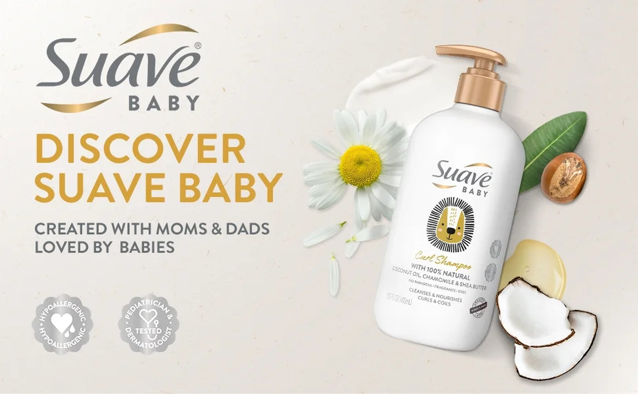 Baby Curl Shampoo with Pump, 100% Coconut Oil, Chamomile & Shea Butter, 100% Natural, 13.5 Oz