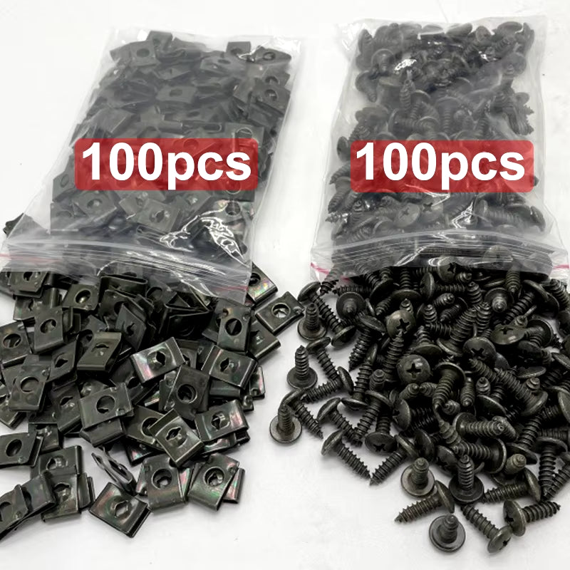 Self Tapping Screws Metal Fastener Clip for Car Motorcycle U-Type Clip with Screw Anti-Rust Protection Clip Screw Iron Sheet Kit