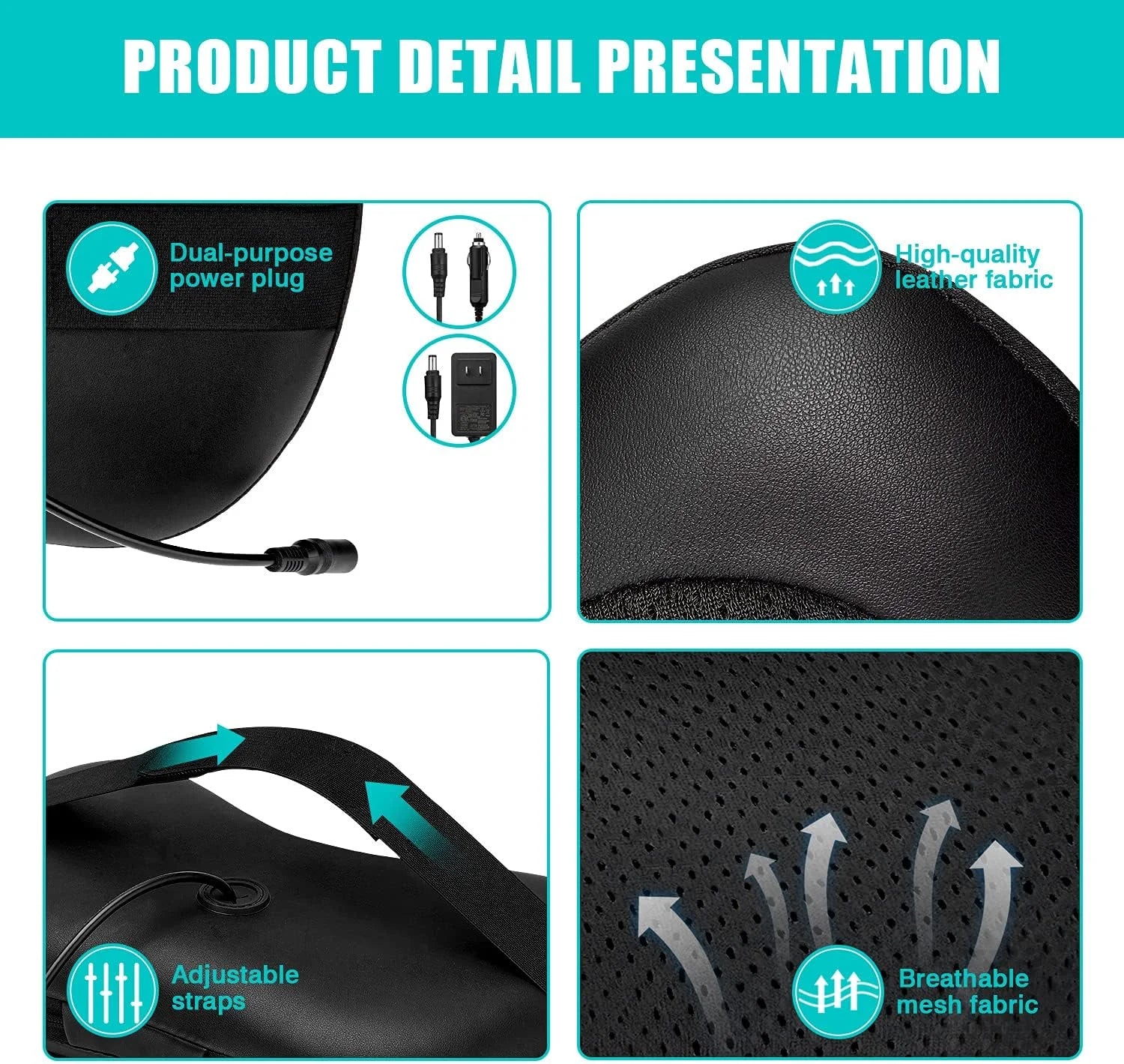 Shiatsu Back and Neck Massager with Heat, Deep Tisctric Massage Pillow for Back,Shoulders,Legs,Foot,Body Musclesue Kneading